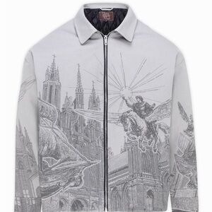Vescartes Men's Graphic Jacket - Grey-NEW